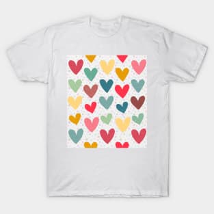 Colorful Hearts Pattern T-Shirt